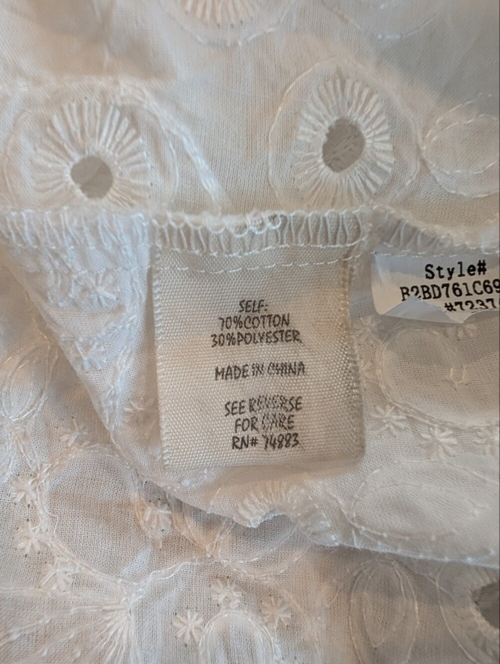 White Eyelet Tie-Front Women's Top - Picture 6 of 6